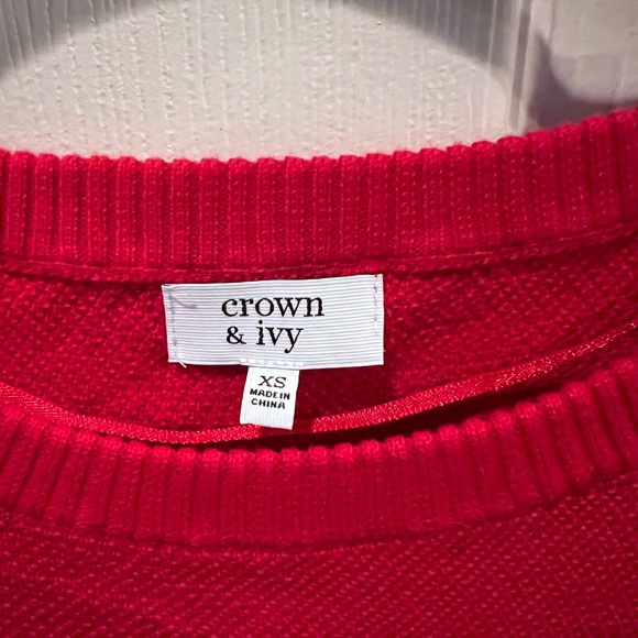 NWOT $65 Crown and Ivy | Peplum | Preppy Sweater in Red - Picture 6 of 9